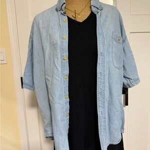 WESTERN CLASSIC Light Wash Denim Shirt with Patch Logo